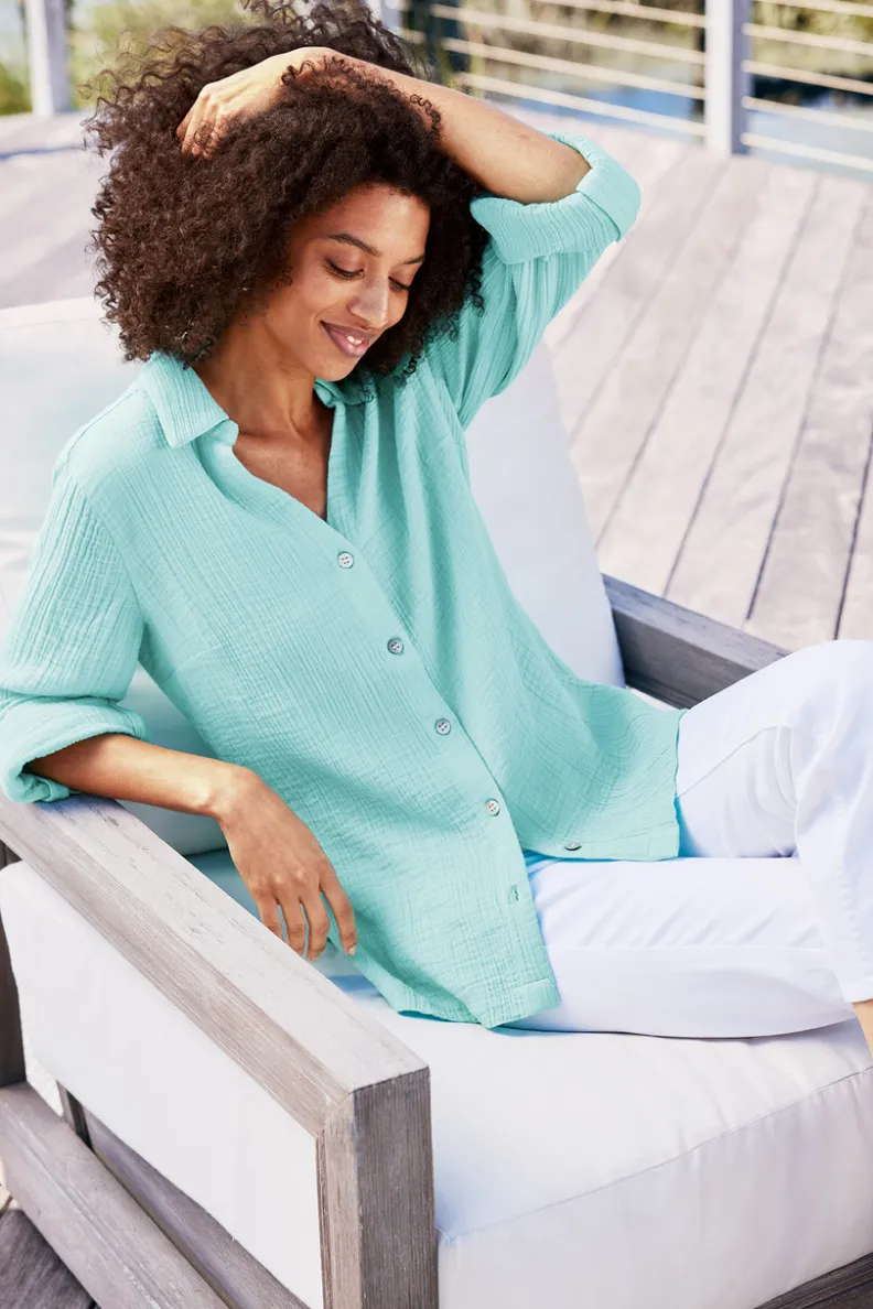 Soft Surroundings Addison Gauze Big Shirt| Tops