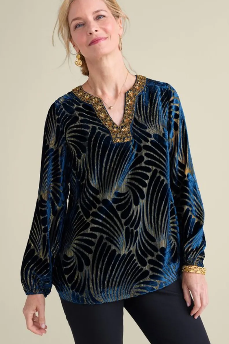 Soft Surroundings Adrienne Embroidered Velvet Tunic| Tops