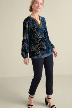 Soft Surroundings Adrienne Embroidered Velvet Tunic| Tops