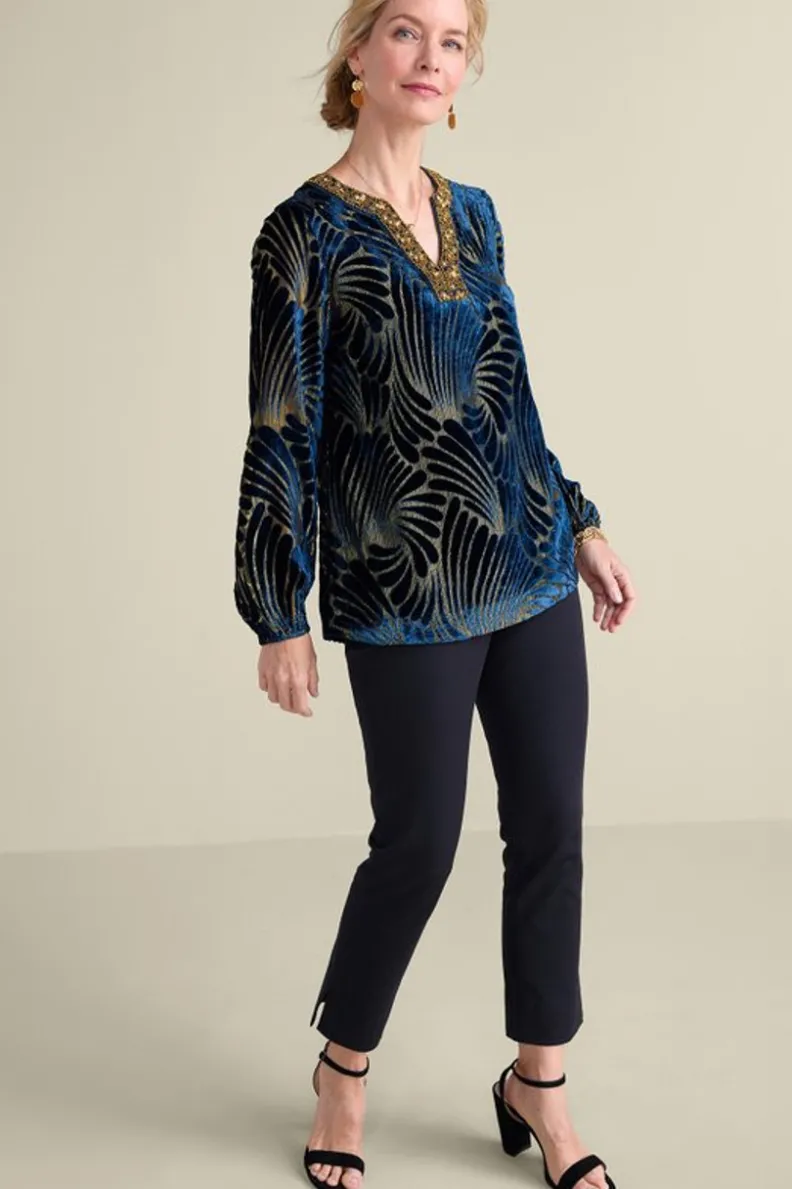 Soft Surroundings Adrienne Embroidered Velvet Tunic| Tops