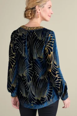 Soft Surroundings Adrienne Embroidered Velvet Tunic| Tops