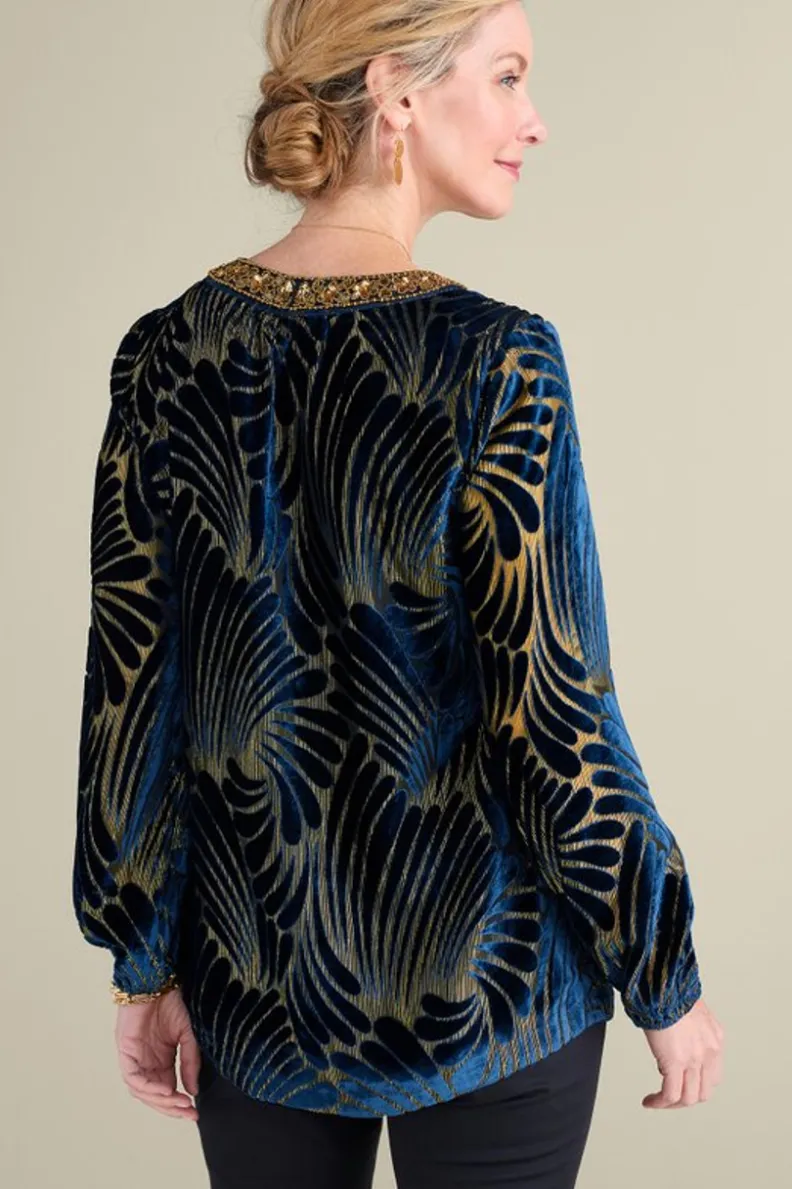 Soft Surroundings Adrienne Embroidered Velvet Tunic| Tops