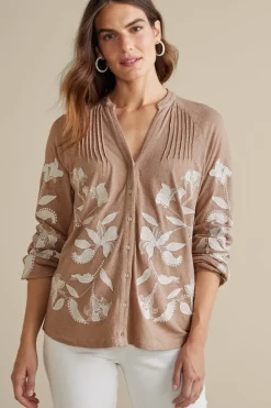 Soft Surroundings Alva Embroidered Knit Top| Tops