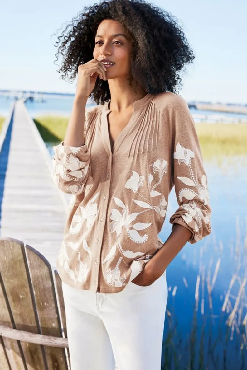 Soft Surroundings Alva Embroidered Knit Top| Tops