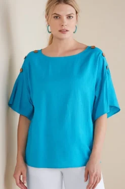 Soft Surroundings Andrea Linen Blend Pullover| Tops