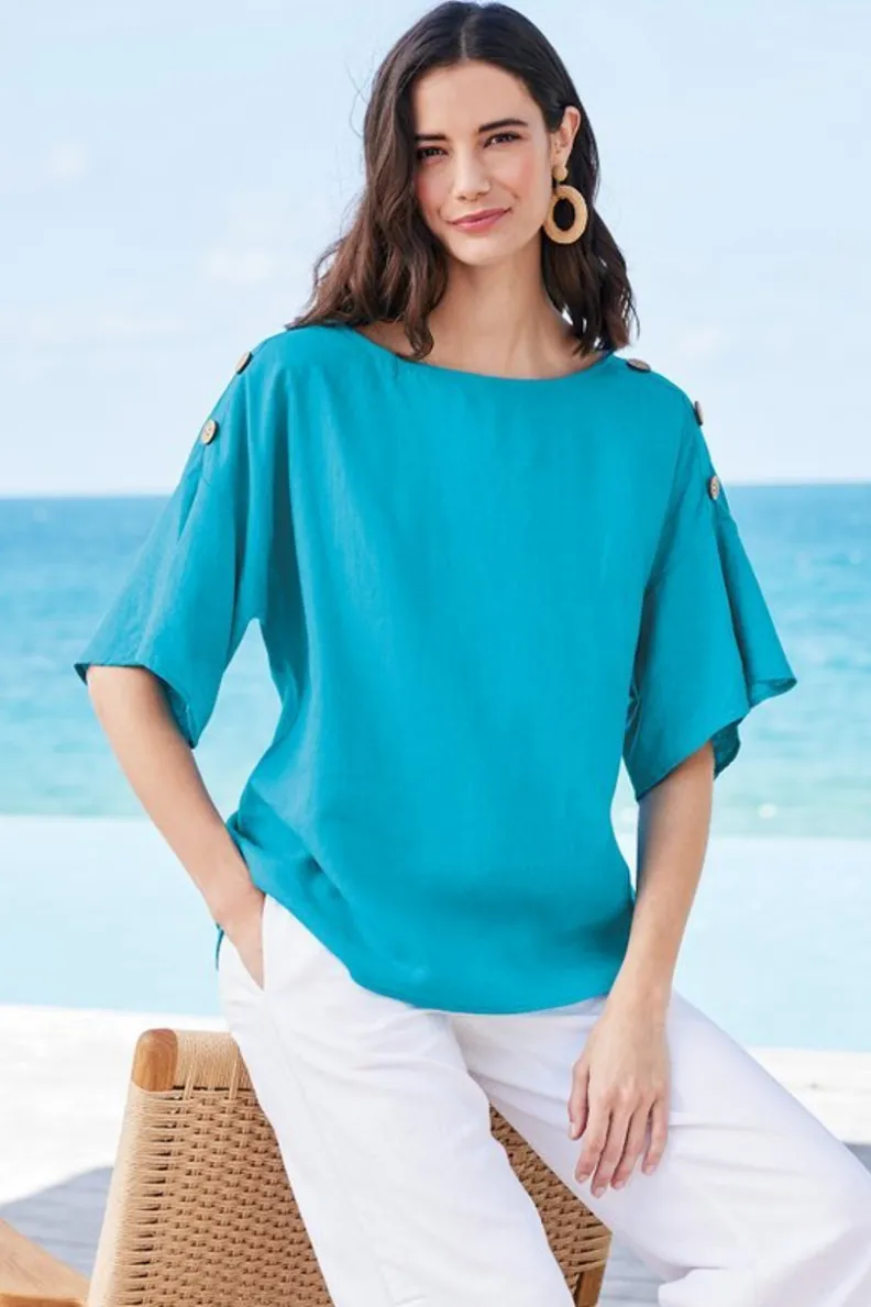 Soft Surroundings Andrea Linen Blend Pullover| Tops