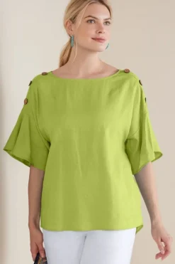 Soft Surroundings Andrea Linen Blend Pullover| Tops