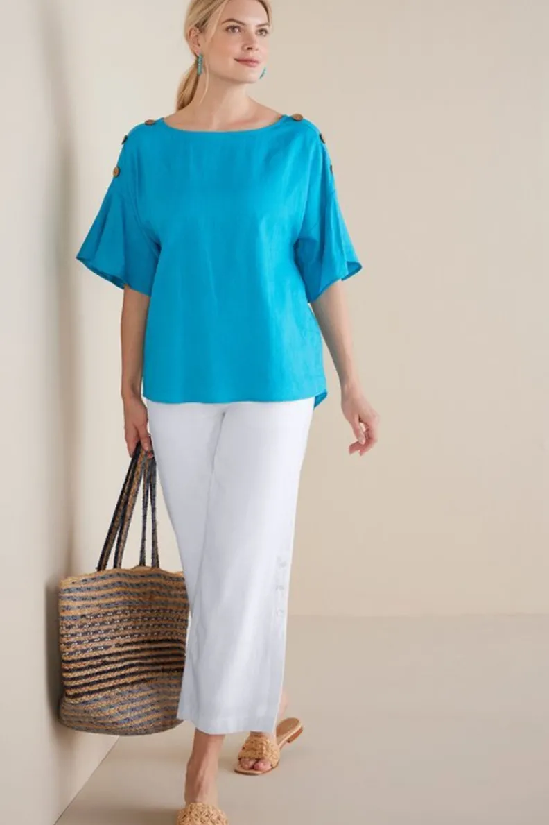 Soft Surroundings Andrea Linen Blend Pullover| Tops