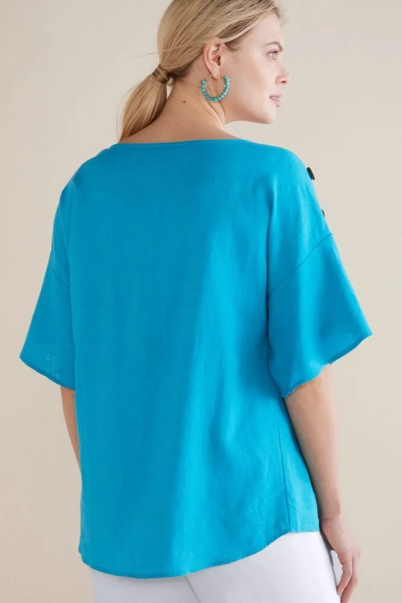 Soft Surroundings Andrea Linen Blend Pullover| Tops