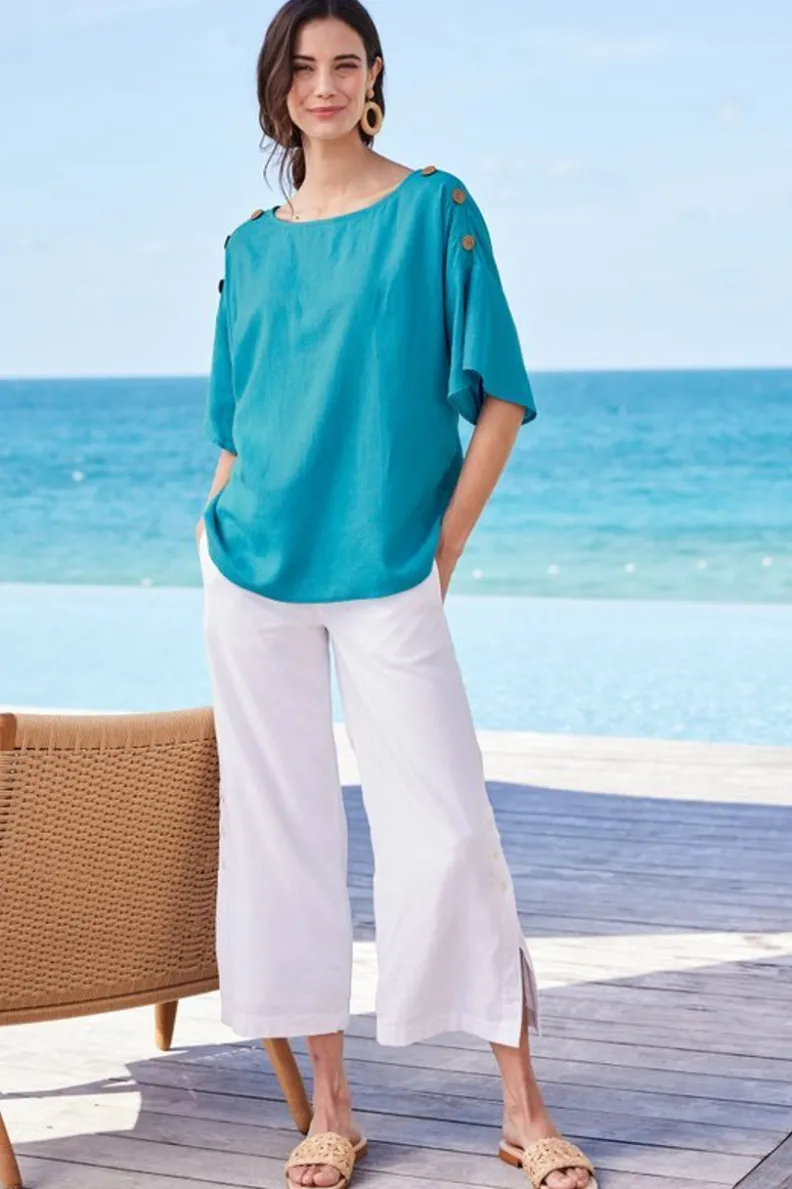 Soft Surroundings Andrea Linen Blend Pullover| Tops