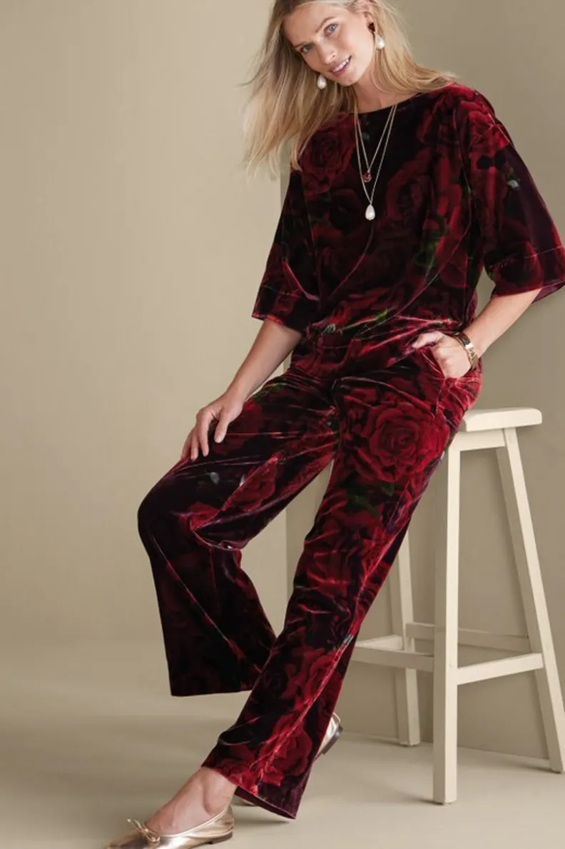 Soft Surroundings Aria Velvet Wide Leg Pants| Pants