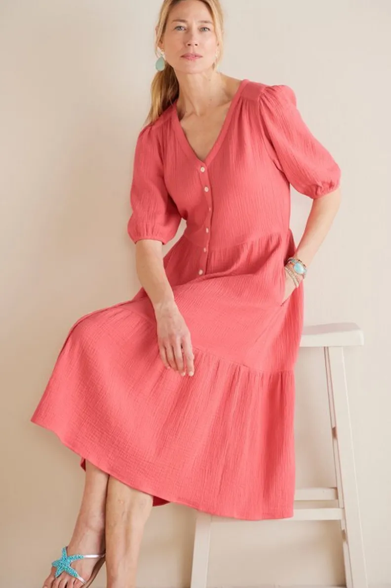 Soft Surroundings Arielle Gauze Midi Dress| Dresses