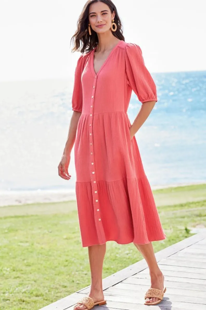 Soft Surroundings Arielle Gauze Midi Dress| Dresses