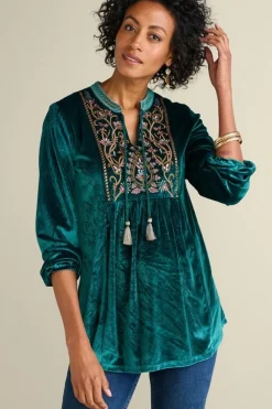 Soft Surroundings Ashanti Embellished Velvet Tunic| Tops