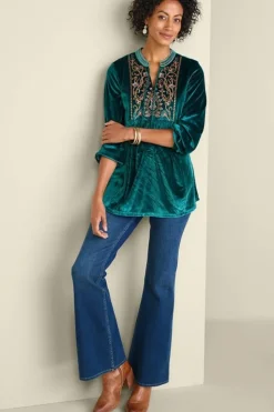Soft Surroundings Ashanti Embellished Velvet Tunic| Tops