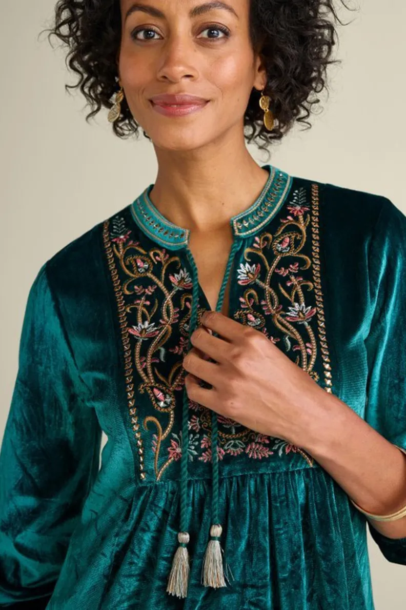 Soft Surroundings Ashanti Embellished Velvet Tunic| Tops