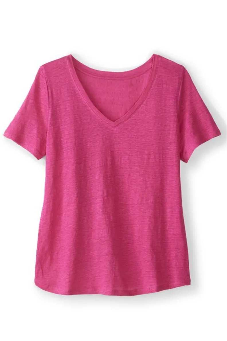 Soft Surroundings Aubrey Linen Slub Tee| Tops