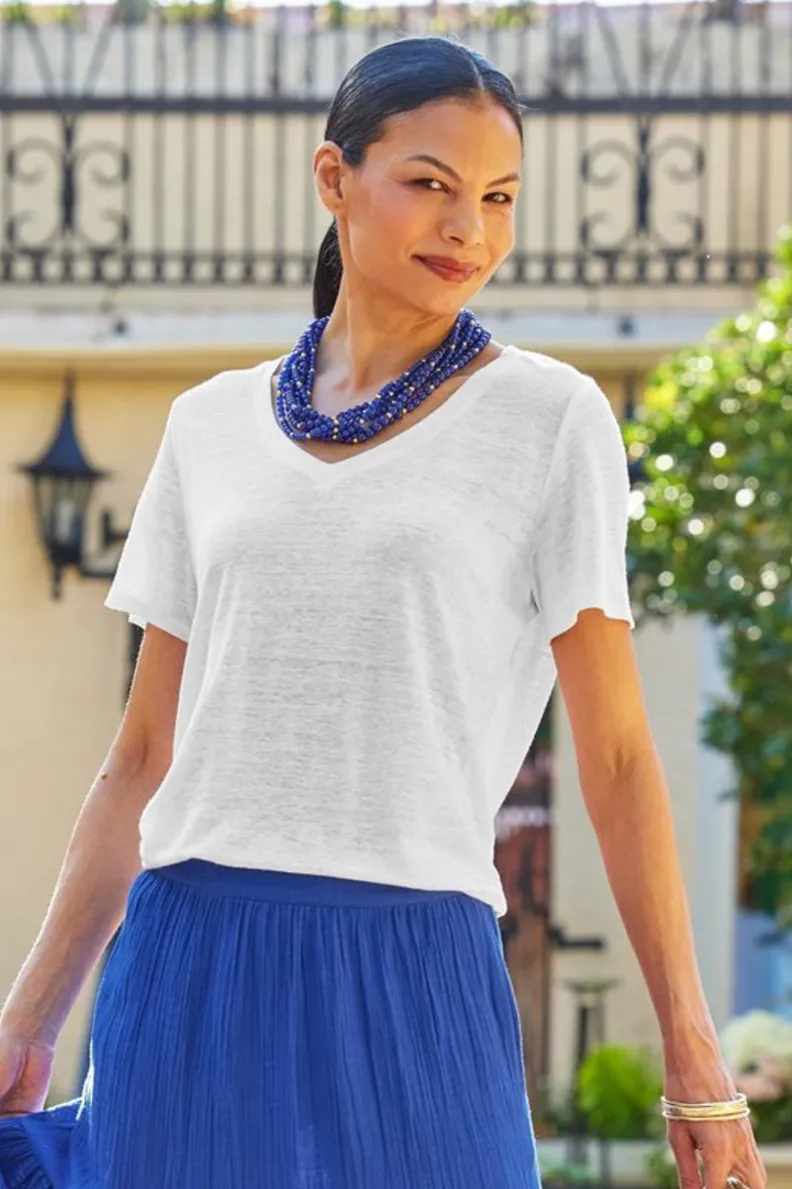 Soft Surroundings Aubrey Linen Slub Tee| Tops