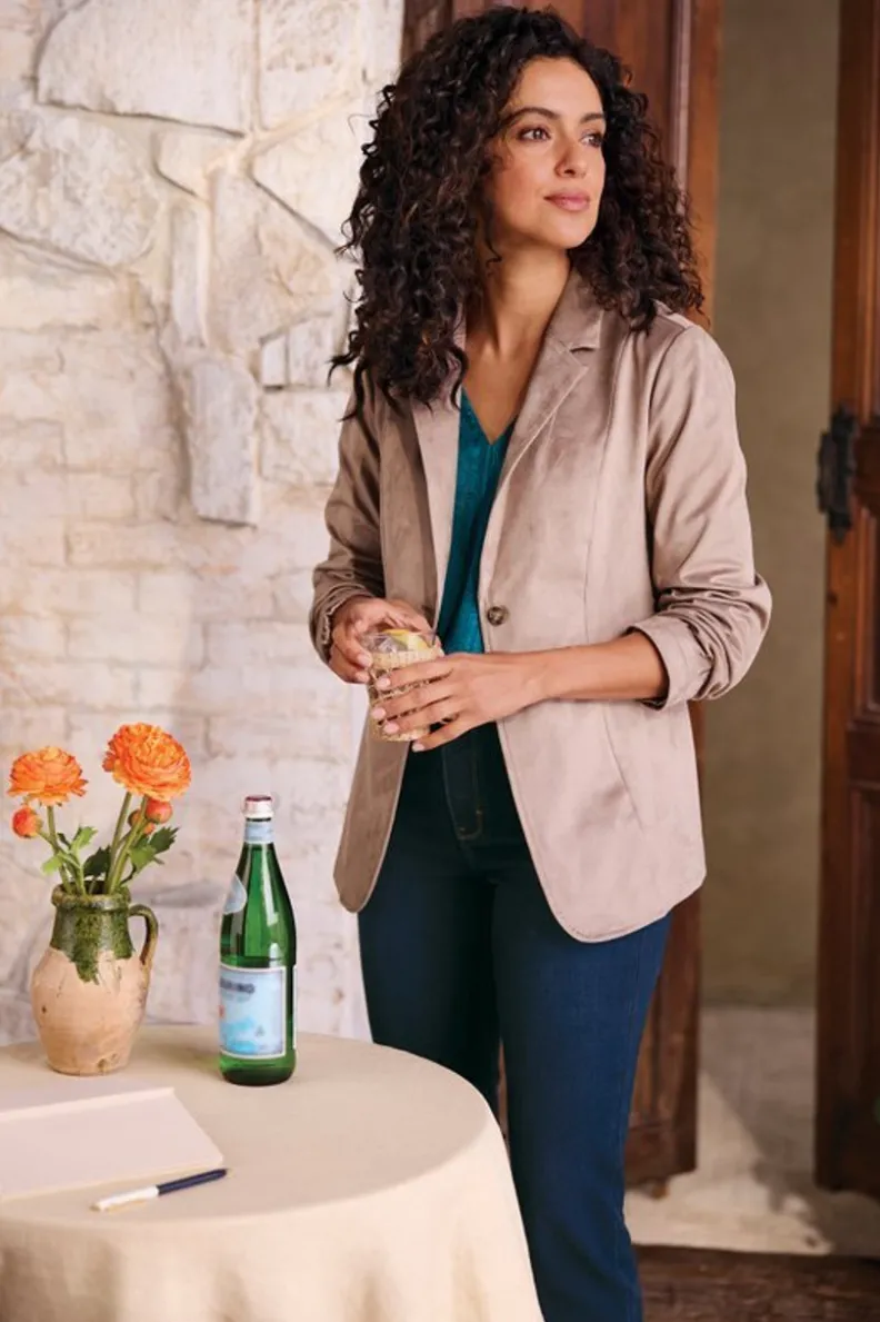 Soft Surroundings Breck Faux Suede Blazer| Toppers|Jackets & Coats
