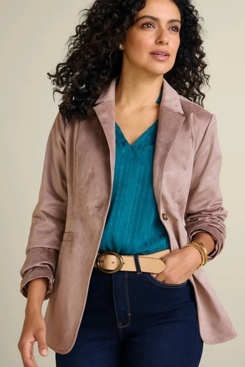 Soft Surroundings Breck Faux Suede Blazer| Toppers|Jackets & Coats