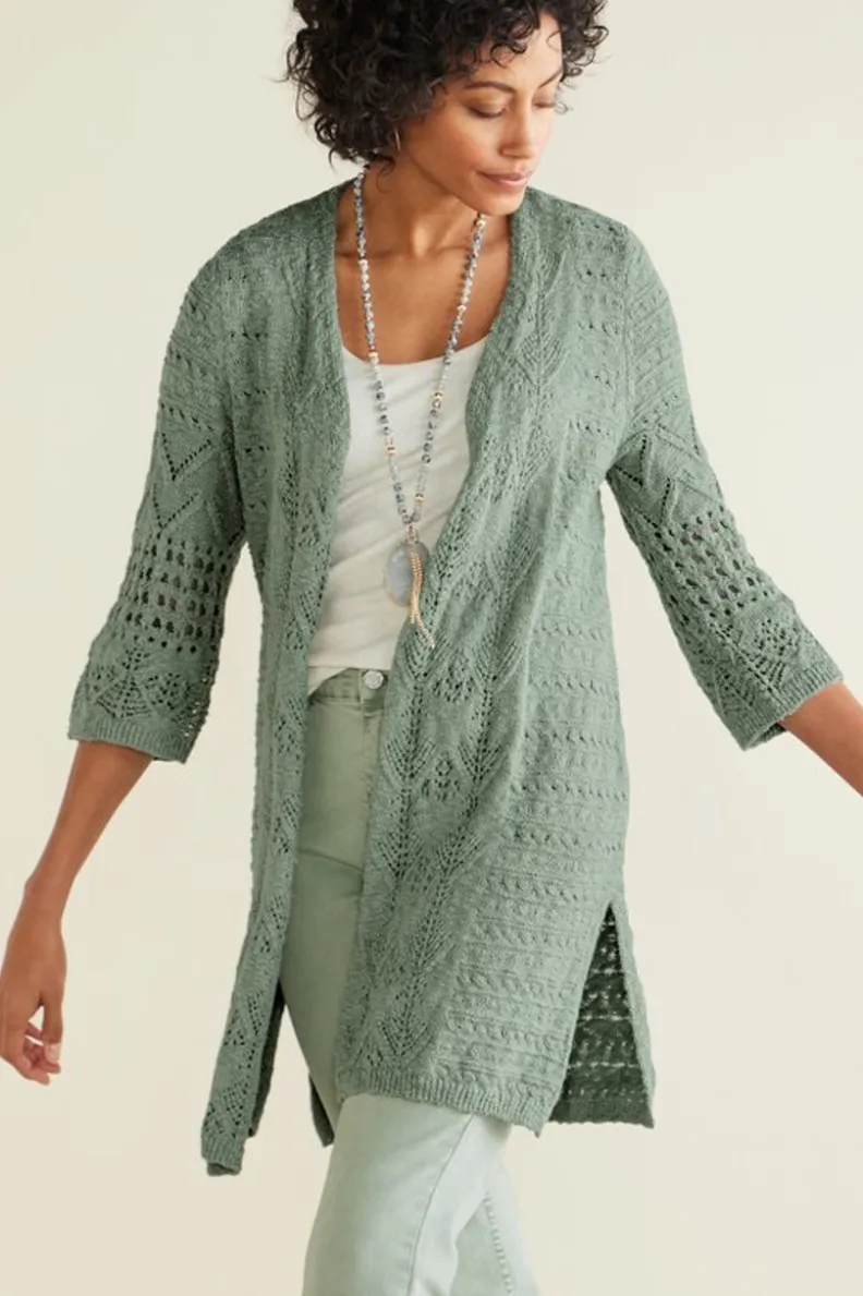 Soft Surroundings Calistoga Pointelle Cardigan| Tops|Sweaters & Cardigans