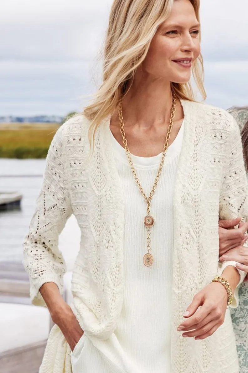 Soft Surroundings Calistoga Pointelle Cardigan| Tops|Sweaters & Cardigans