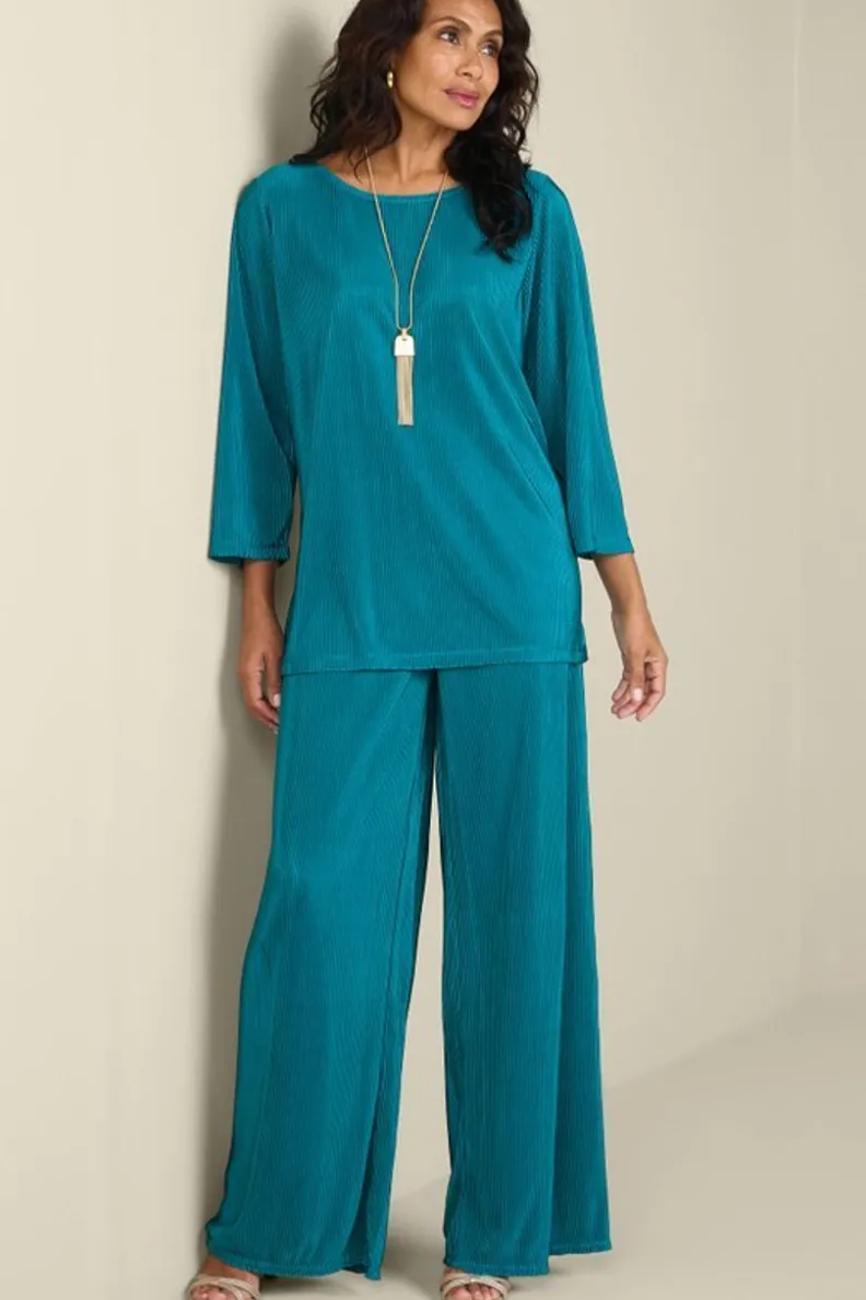 Soft Surroundings Cella Plisse Wide Leg Pants| Pants