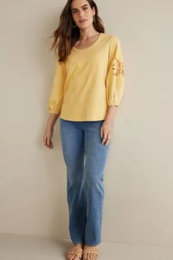 Soft Surroundings Charmaine Embroidered French Terry Top| Tops