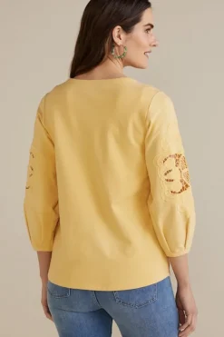 Soft Surroundings Charmaine Embroidered French Terry Top| Tops