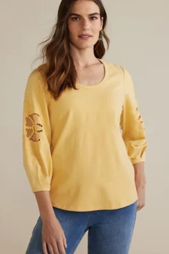 Soft Surroundings Charmaine Embroidered French Terry Top| Tops