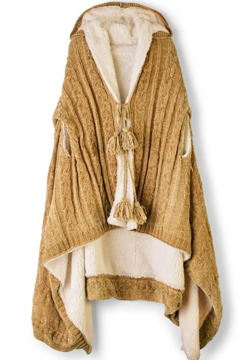 Soft Surroundings Chenille Sherpa Wearable Throw| Sleepwear & Lounge|Scarves & Wraps