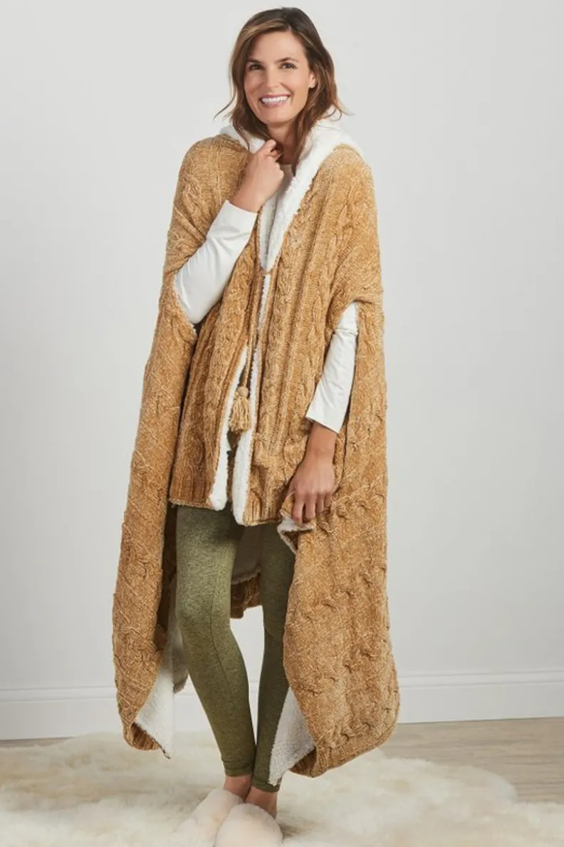 Soft Surroundings Chenille Sherpa Wearable Throw| Sleepwear & Lounge|Scarves & Wraps