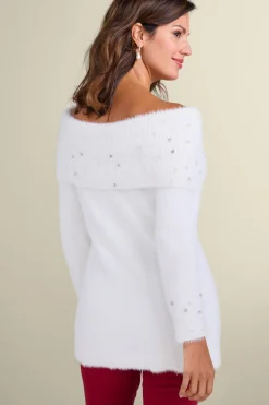 Soft Surroundings Christina Embellished Cowl Neck Sweater Tunic| Tops|Sweaters & Cardigans