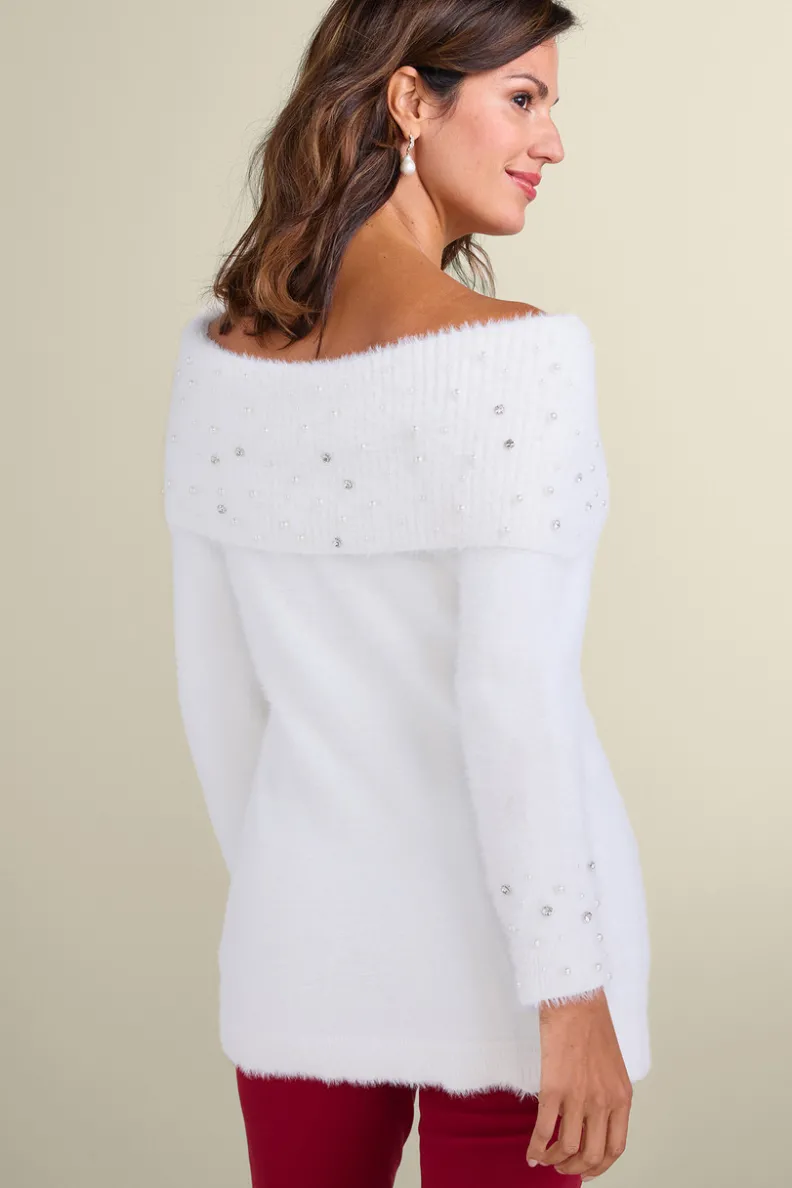 Soft Surroundings Christina Embellished Cowl Neck Sweater Tunic| Tops|Sweaters & Cardigans