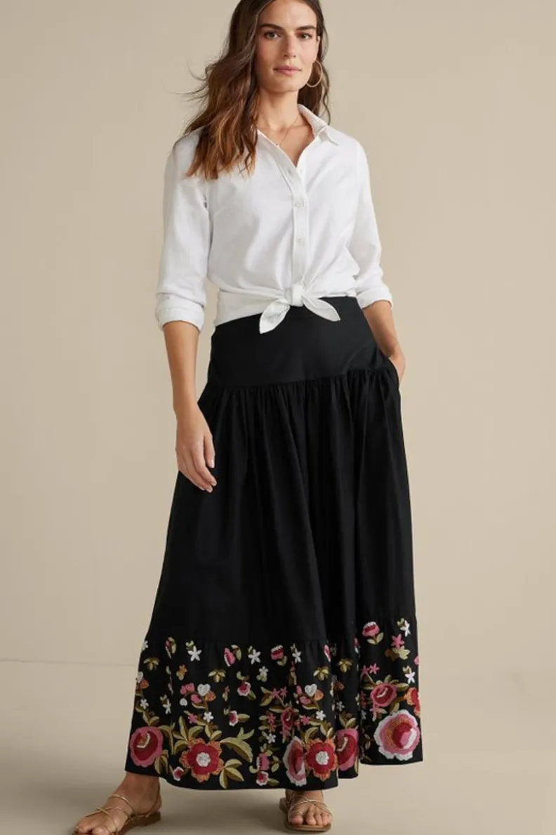 Soft Surroundings Cindi Embroidered Maxi Skirt| Skirts