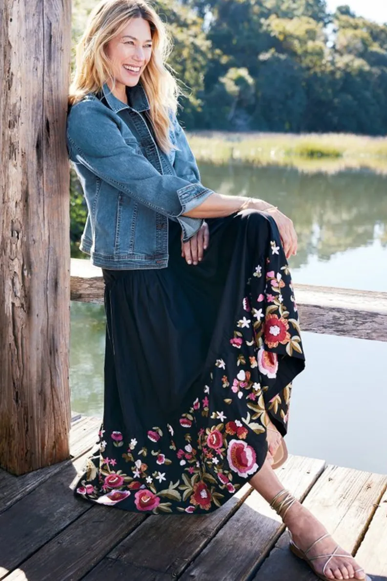Soft Surroundings Cindi Embroidered Maxi Skirt| Skirts