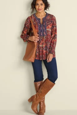 Soft Surroundings Cindra Embroidered Gauze Tunic| Tops