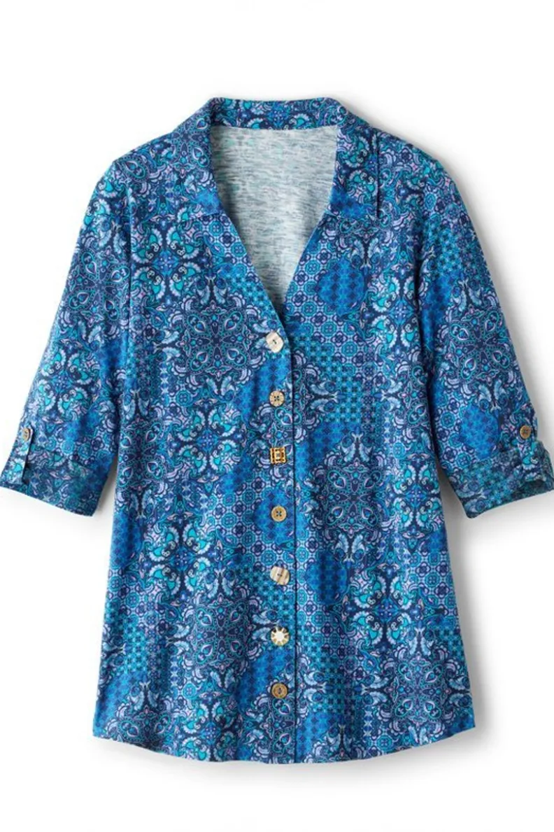 Soft Surroundings Danielle 3/4 Sleeve Tunic| Tops|Tunics & Leggings