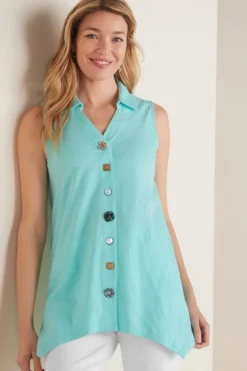 Soft Surroundings Danielle Button Tank| Tops