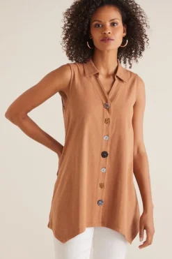 Soft Surroundings Danielle Button Tank| Tops