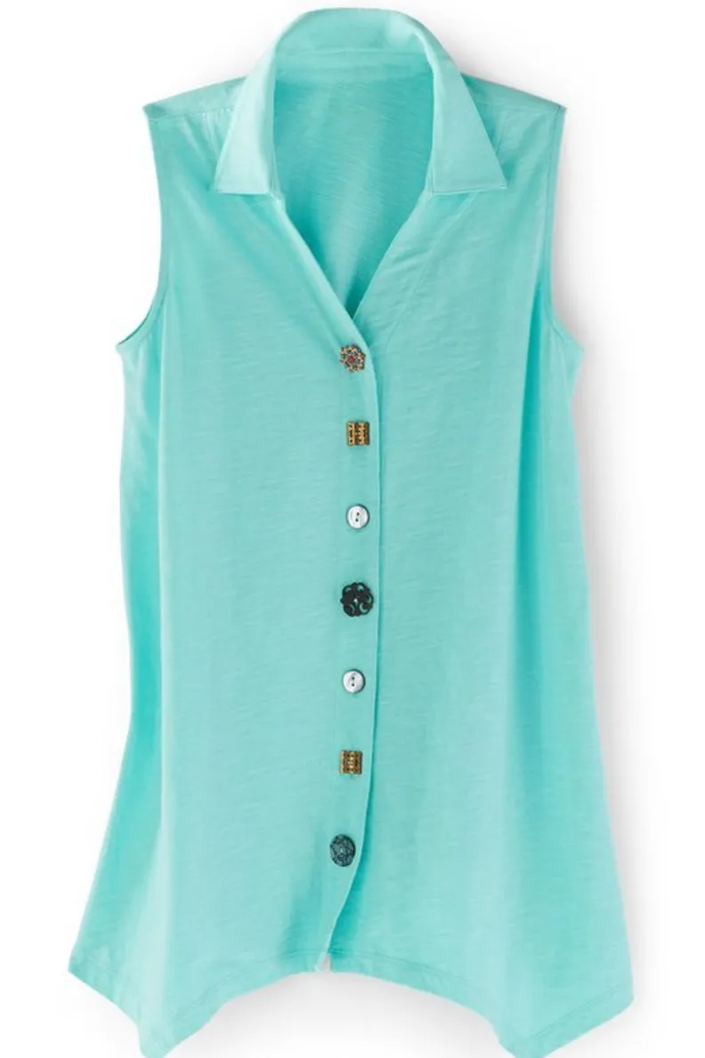 Soft Surroundings Danielle Button Tank| Tops