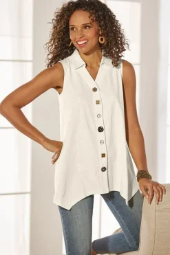 Soft Surroundings Danielle Button Tank| Tops