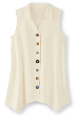 Soft Surroundings Danielle Button Tank| Tops