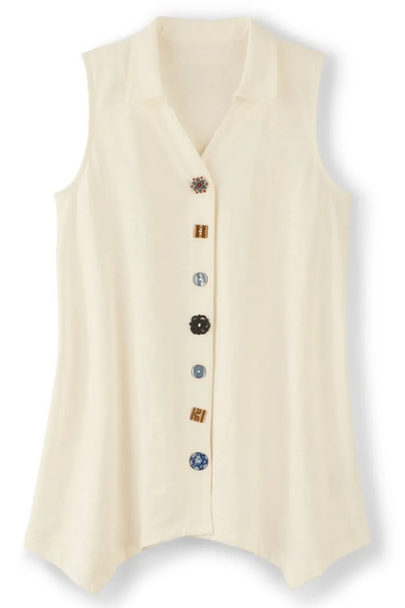 Soft Surroundings Danielle Button Tank| Tops