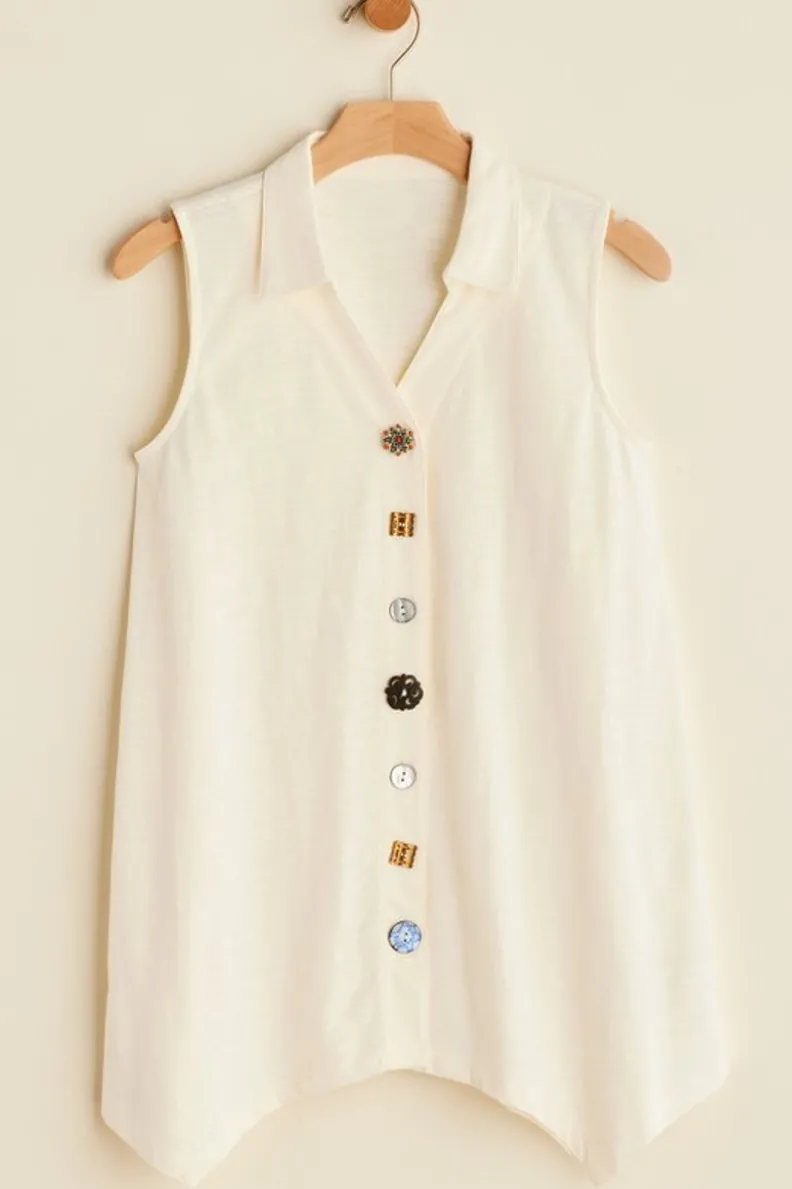 Soft Surroundings Danielle Button Tank| Tops