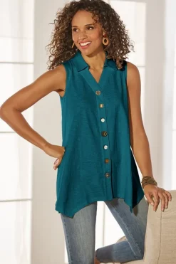 Soft Surroundings Danielle Button Tank| Tops