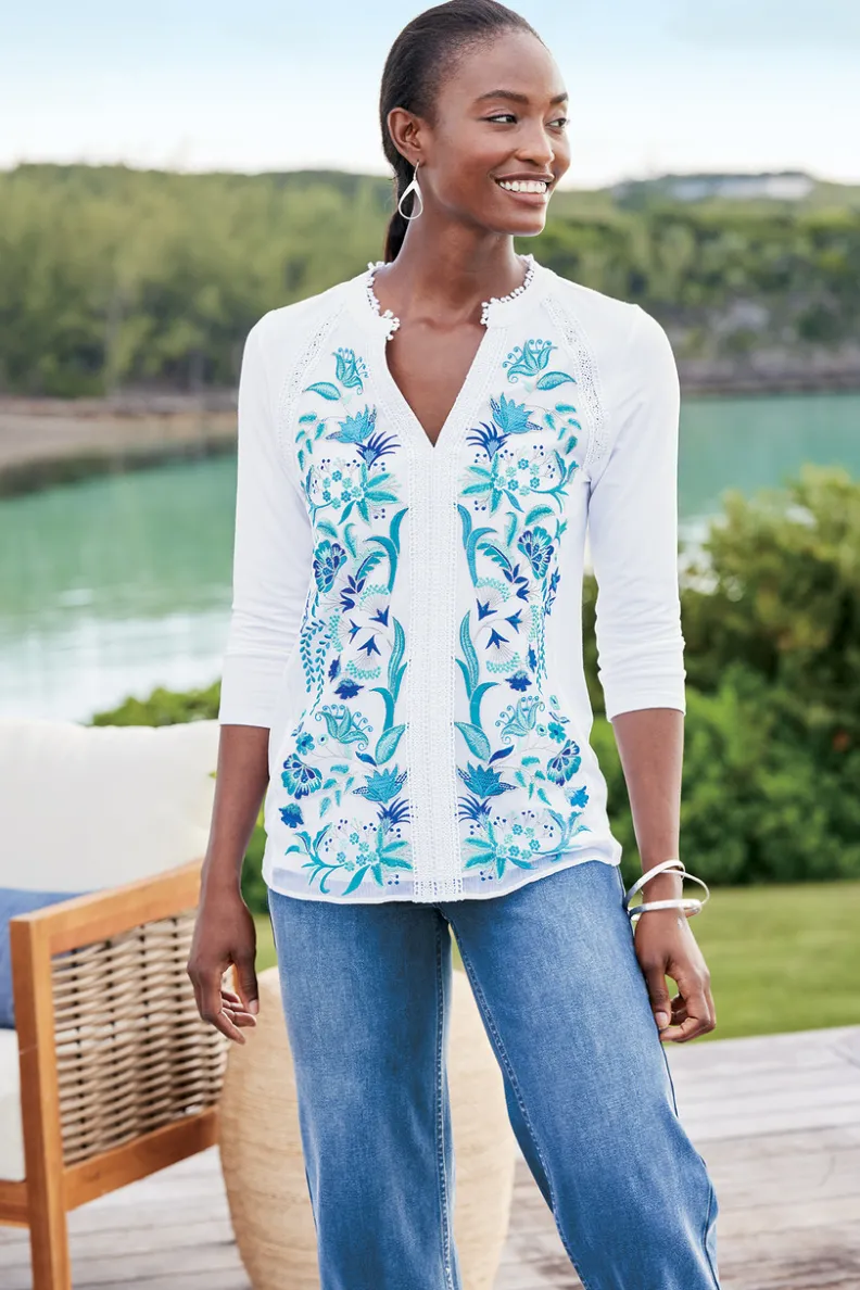 Soft Surroundings Delsie Embroidered Top| Tops