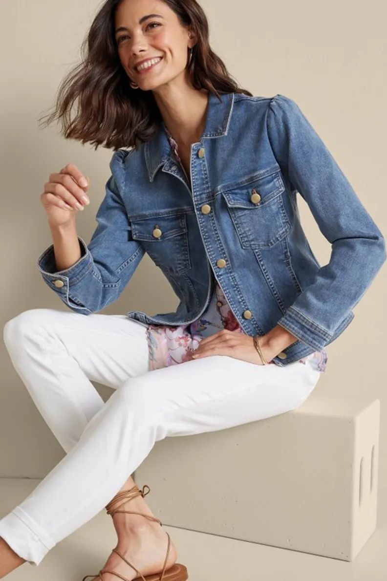 Soft Surroundings Diana Shapely Denim Jacket| Toppers|Jackets & Coats