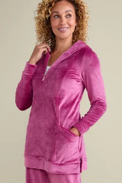 Soft Surroundings Dixie Velour Zip Hoodie Tunic| Tops