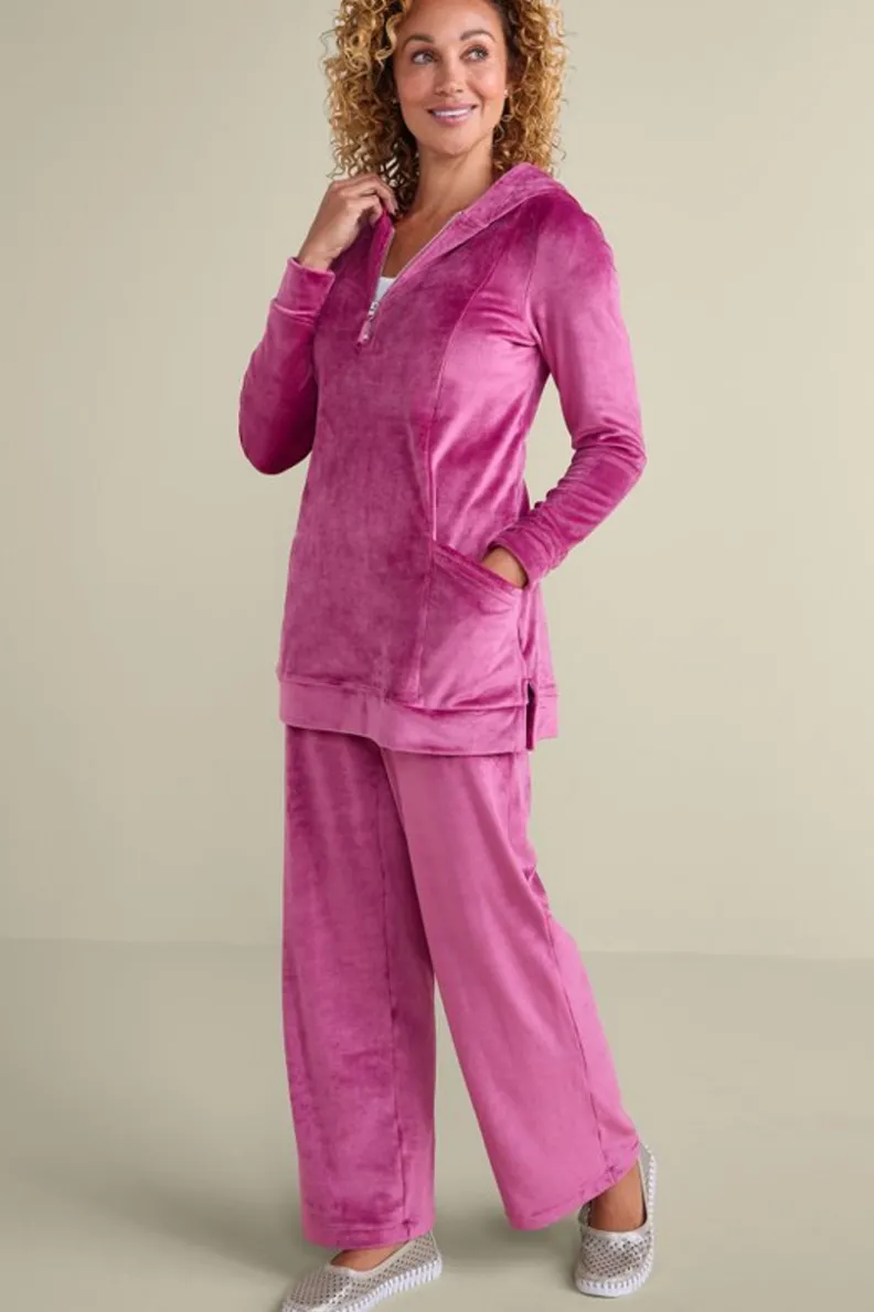 Soft Surroundings Dixie Velour Zip Hoodie Tunic| Tops